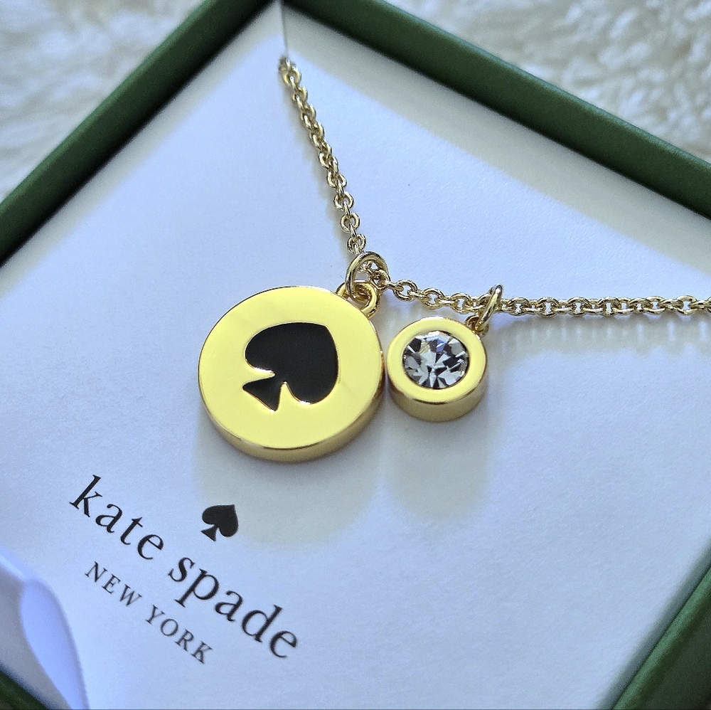 Kate Spade♠️ "Spot The Spade" Double✌️ Pendant Necklace - NIB - Picture 5 of 16